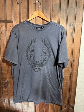 Harley-Davidson Gray Black Wing Logo Short-Sleeve Tee